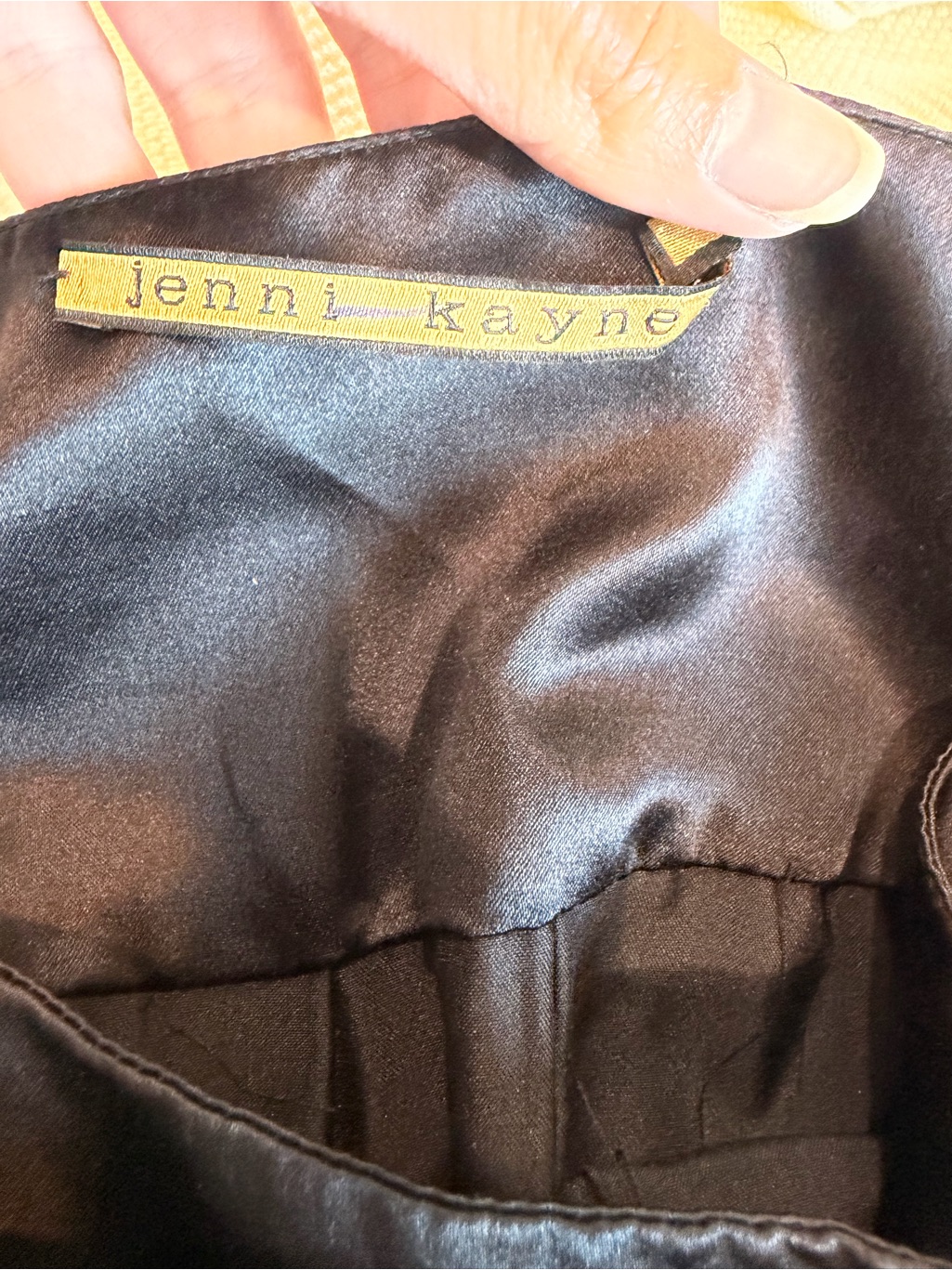 Jenni Kayne Black Satin Crossover Waistband Mini Skirt — image 2 of 3